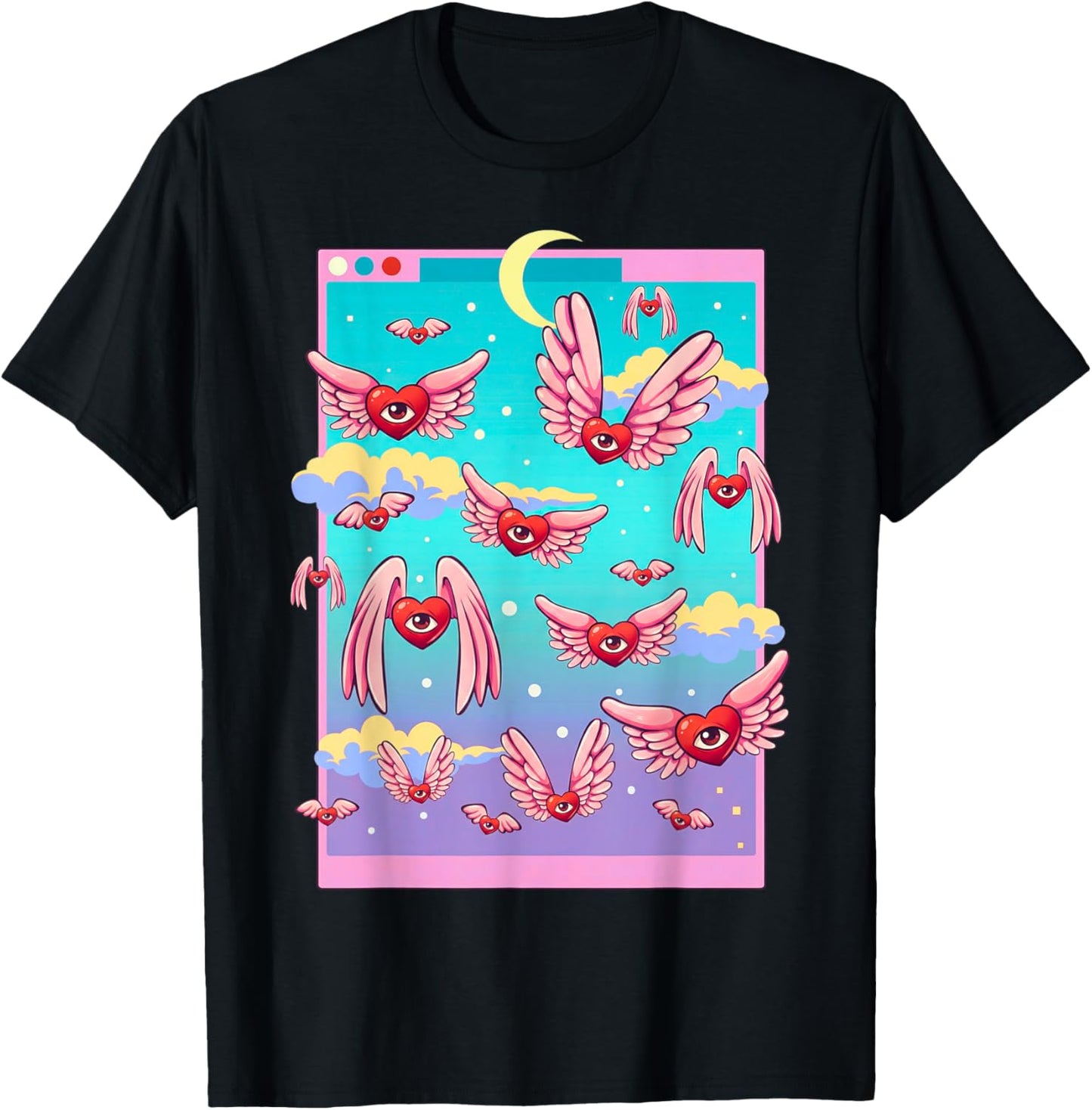 Weirdcore Trippy One Eyed Hearts Valentine's Day Dreamcore T-Shirt - T-Shirt | Black