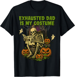 Exhausted Dad is My Costume Funny Matching Dad Halloween T-Shirt - T-Shirt | Black