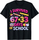 I Survived 67 33 Days of School 100 Days School 67 Meme T-Shirt - T-Shirt | Black