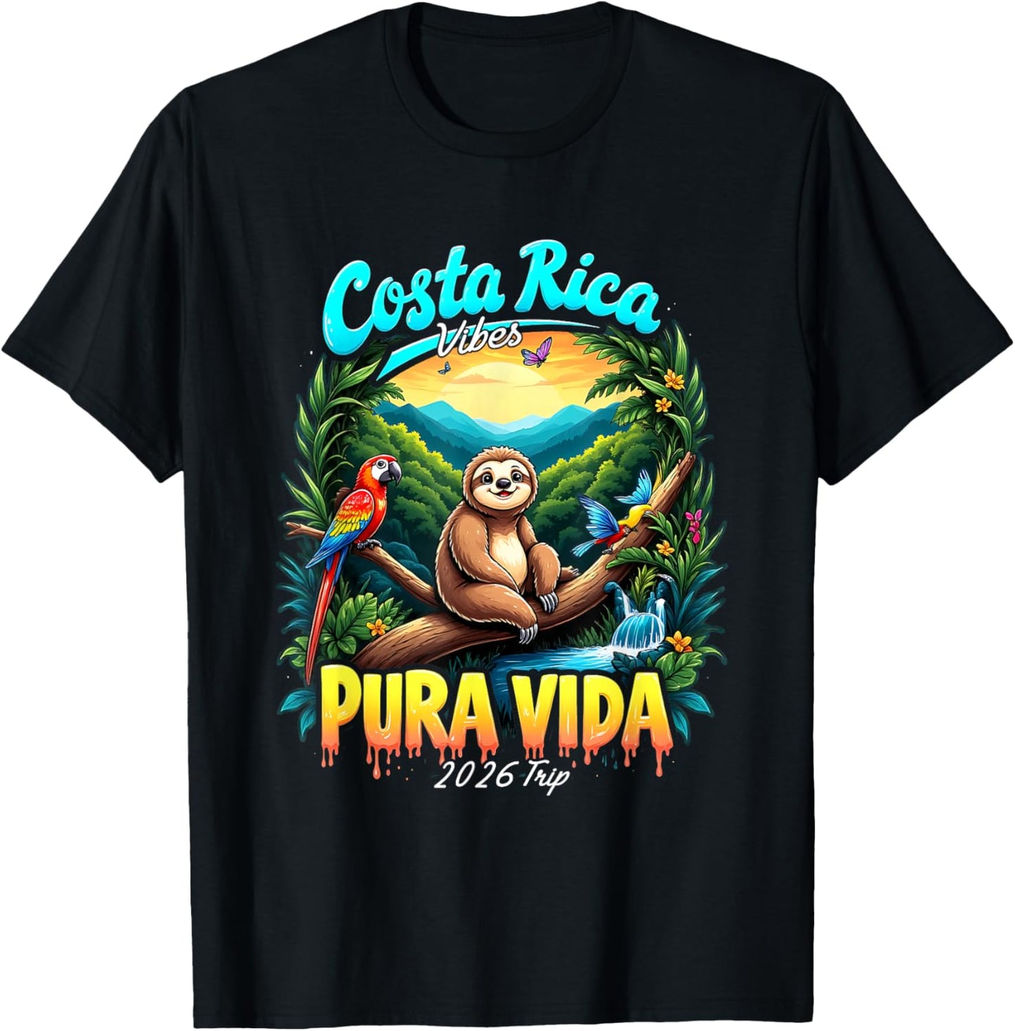 Costa Rica Souvenir 2026 Central America Pura Vida Travel T-Shirt - T-Shirt | Black