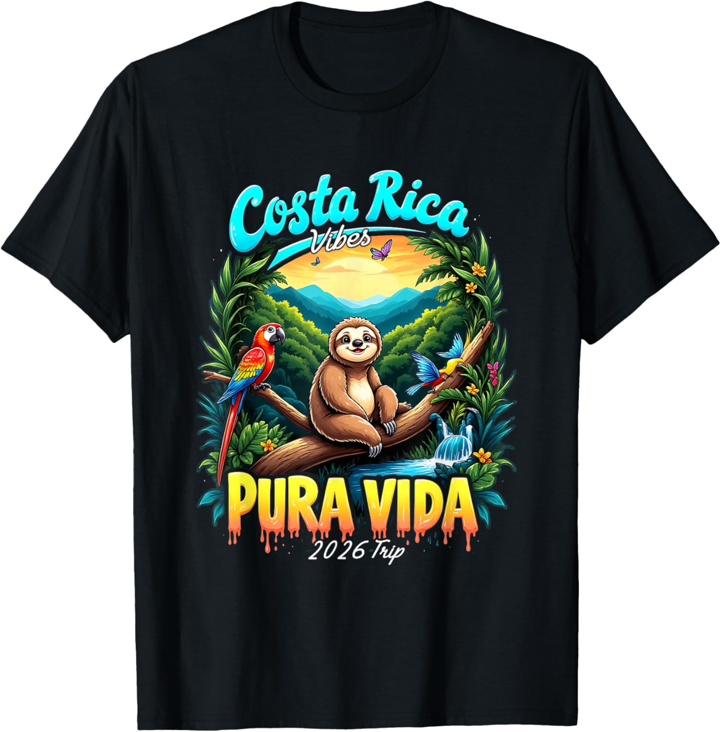 Costa Rica Souvenir 2026 Central America Pura Vida Travel T-Shirt - T-Shirt | Black