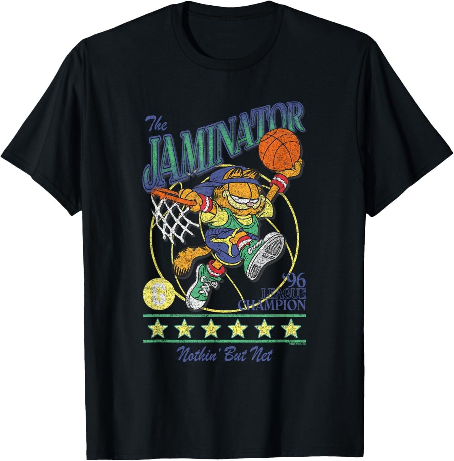 Garfield The Jaminator '96 Basketball Streetwear Cartoon T-Shirt - T-Shirt | Black