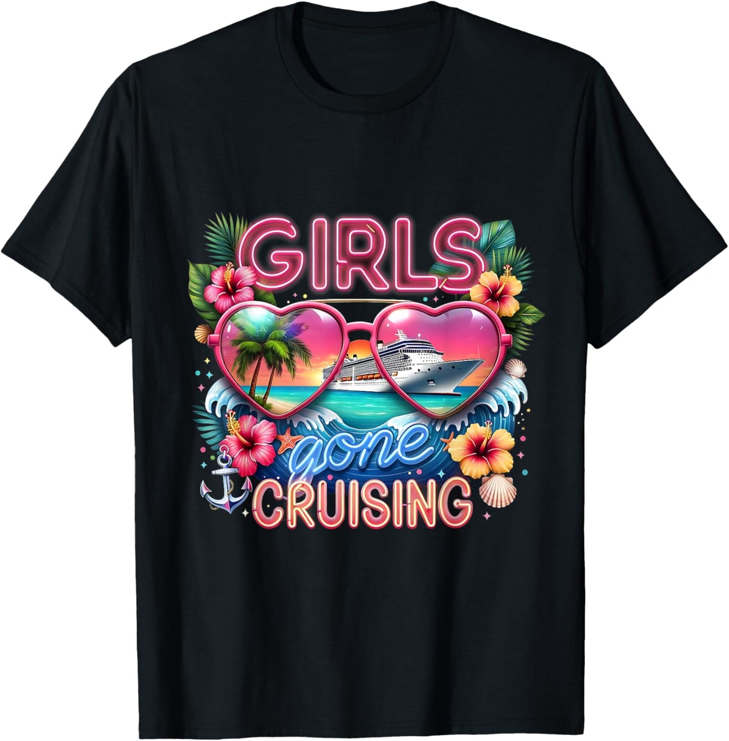 Girls Gone Cruising 2026 Tropical Trip T-Shirt - T-Shirt | Black