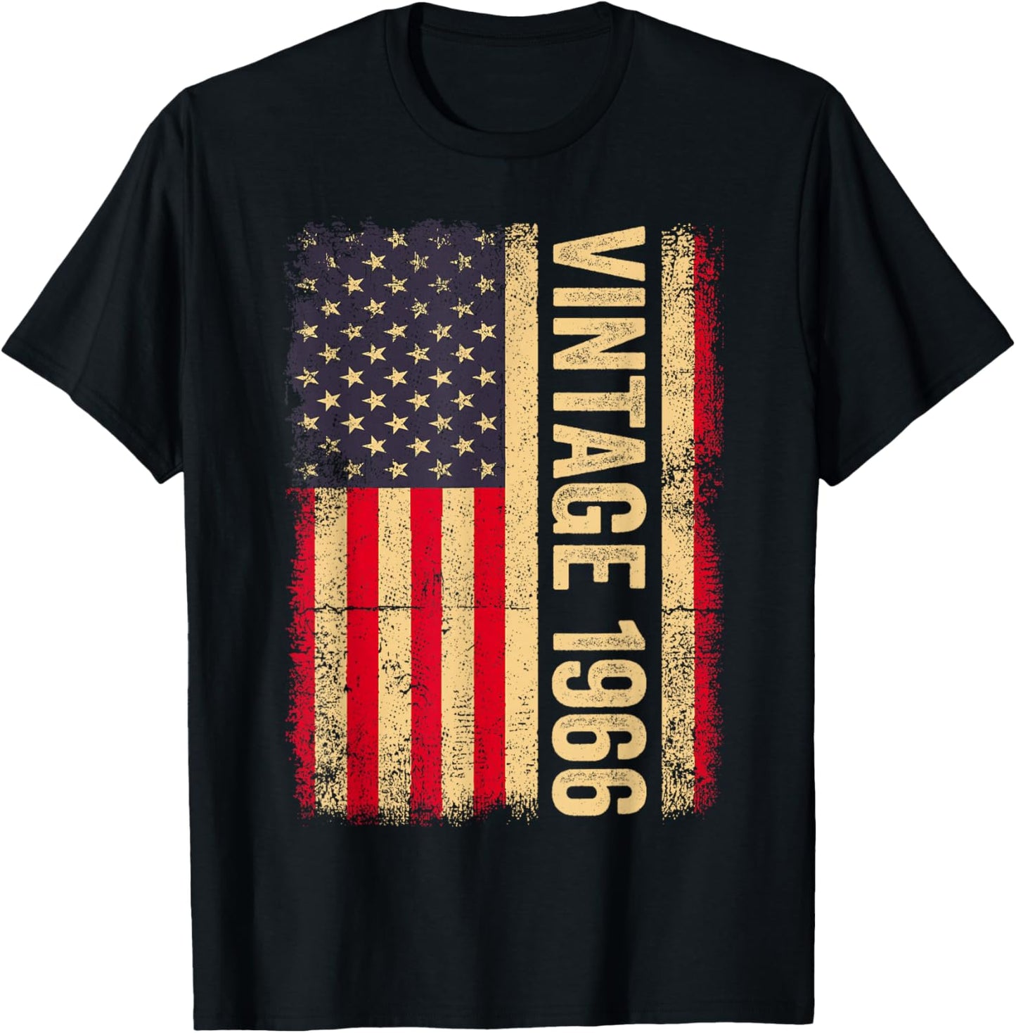 Vintage 1966 60th Birthday US Flag Retro 60 Years Old T-Shirt - T-Shirt | Black