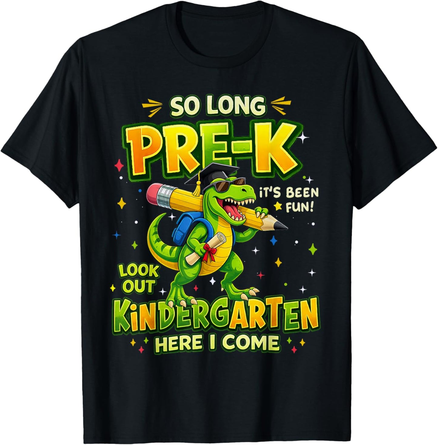 Preschool Graduation Dinosaur Boys Pre-K Graduate T-Shirt - T-Shirt | Black