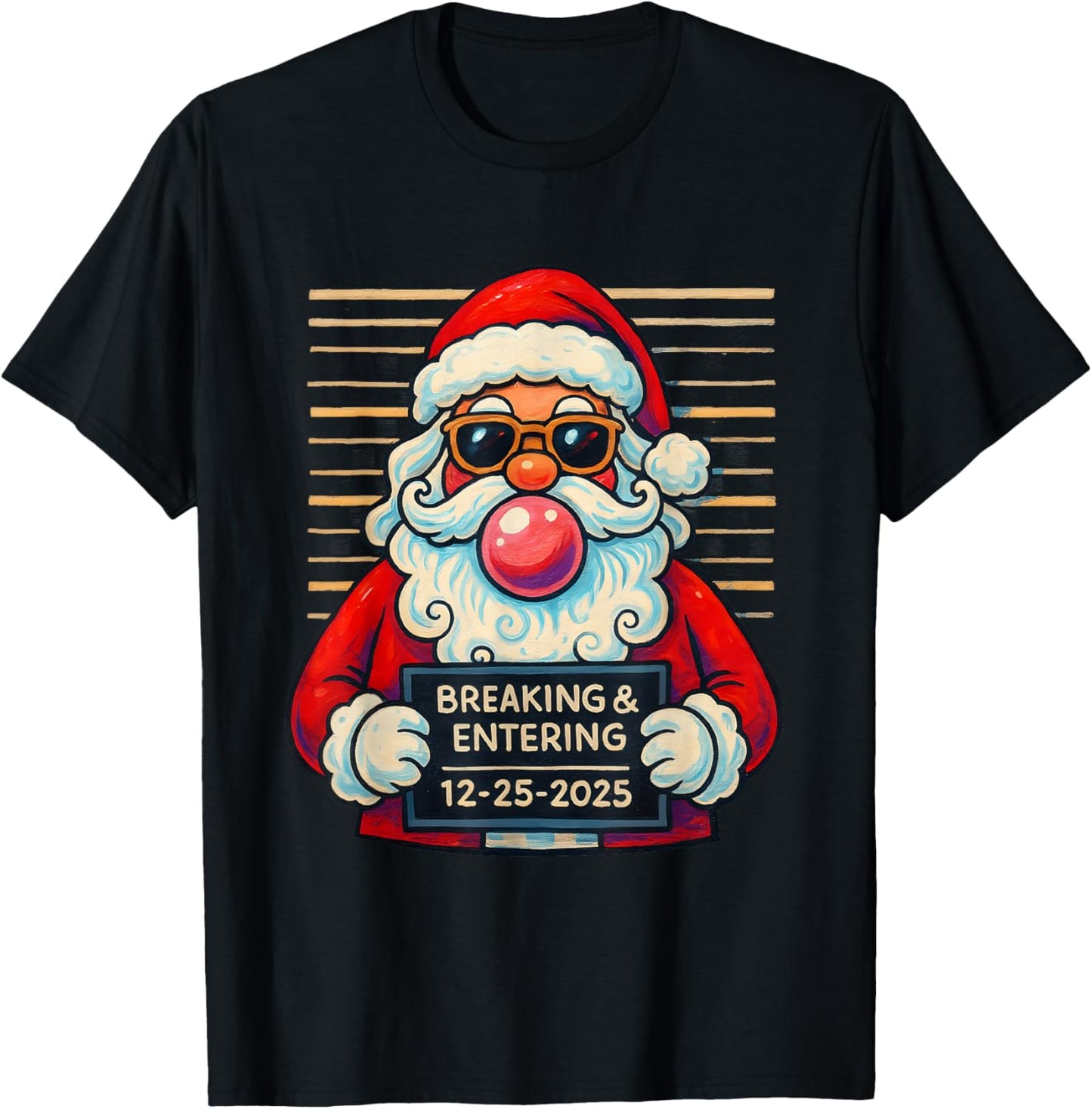 Funny Santa Breaking and Entering Christmas T-Shirt - T-Shirt | Black