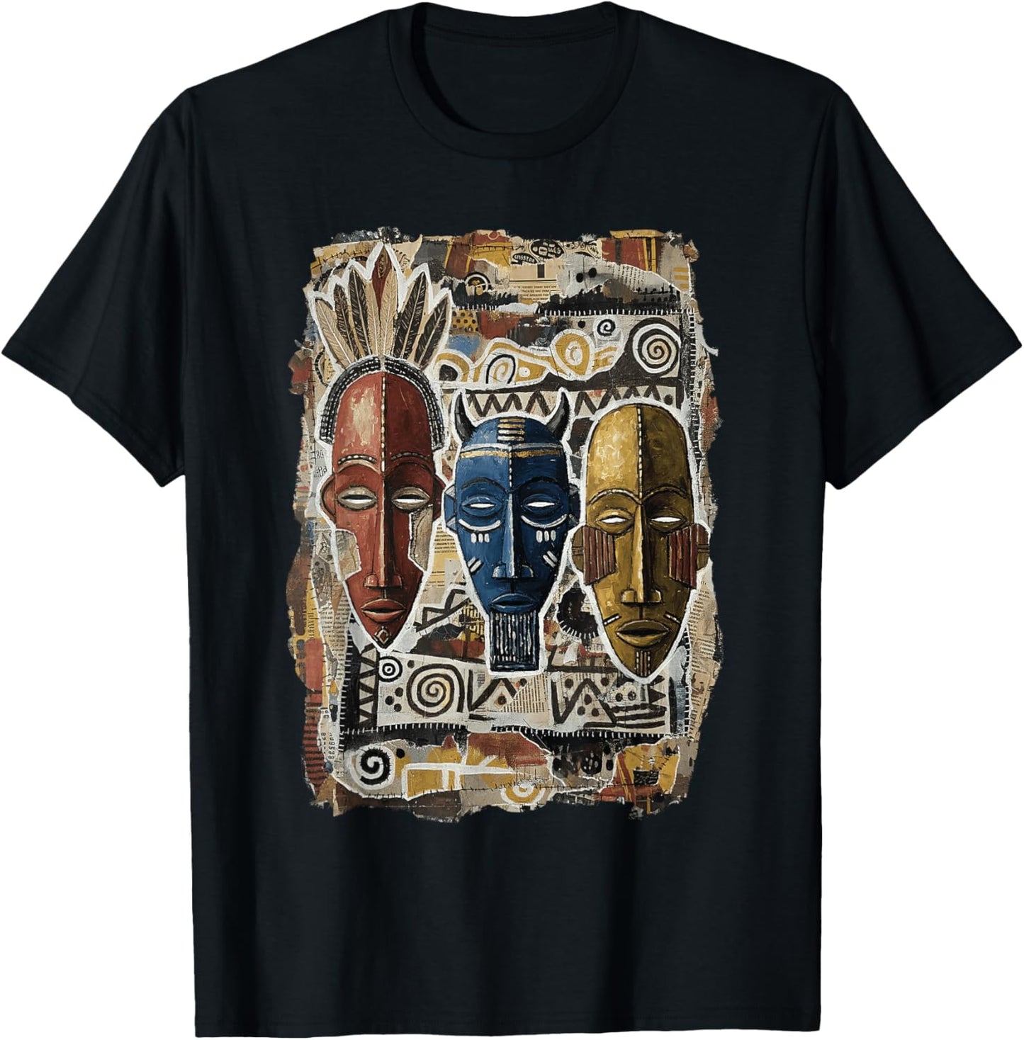 Cool African American Tribal mask Art Black History Month T-Shirt - T-Shirt | Black