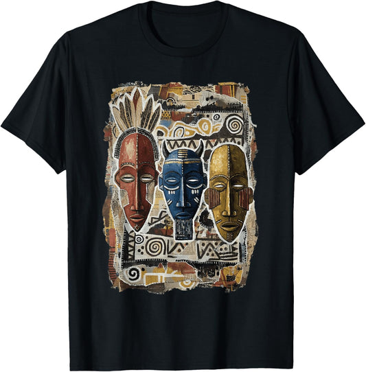 Cool African American Tribal mask Art Black History Month T-Shirt - T-Shirt | Black