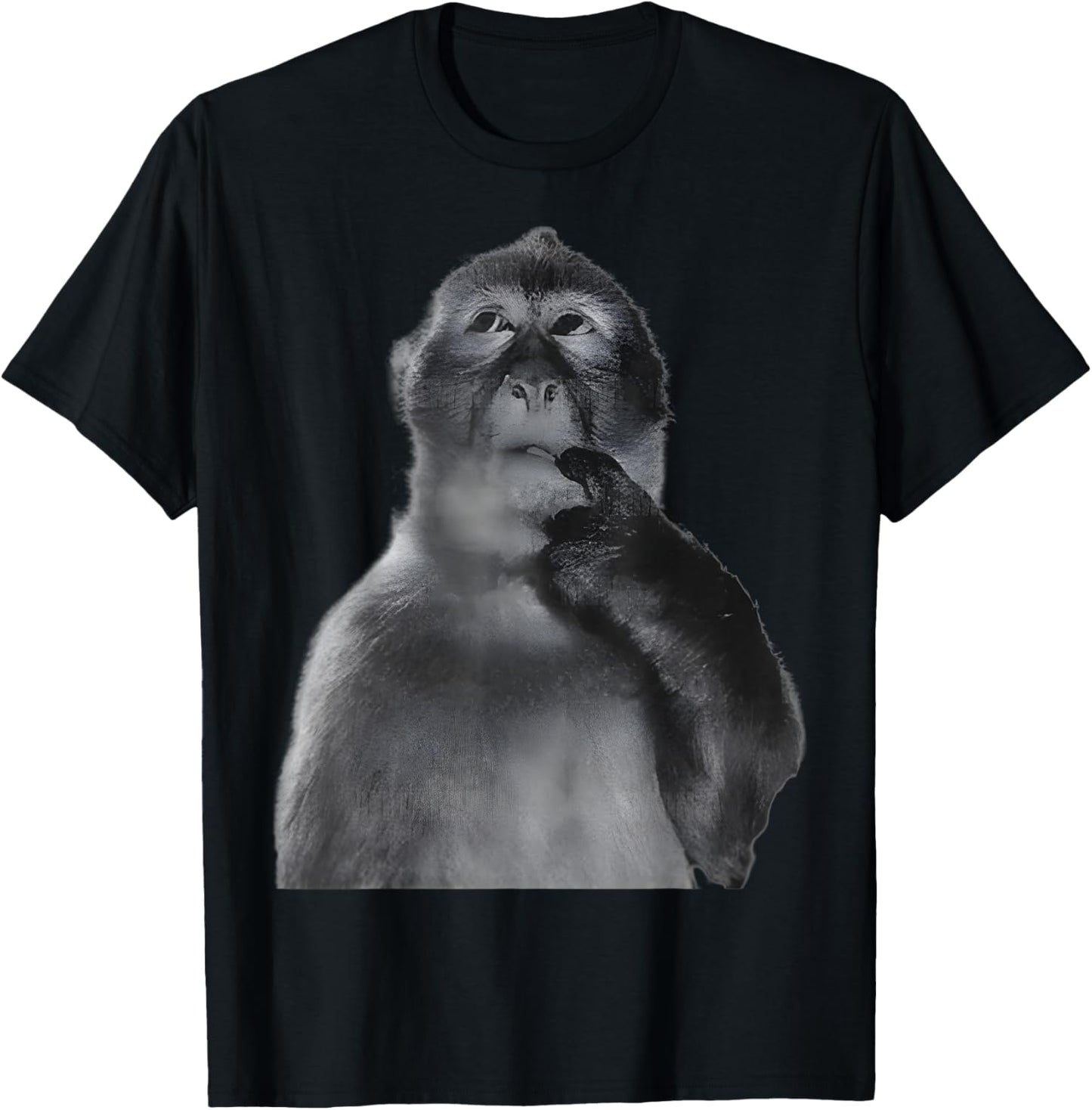 Women Men Kids Funny Monkeys Humor Thinking Monkey Meme T-Shirt - T-Shirt | Black