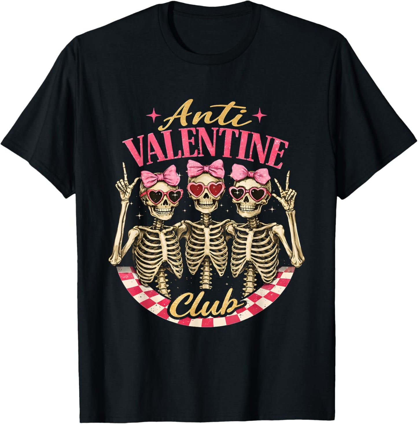 Funny Valentine's Day Friends Anti Valentine Club T-Shirt - T-Shirt | Black