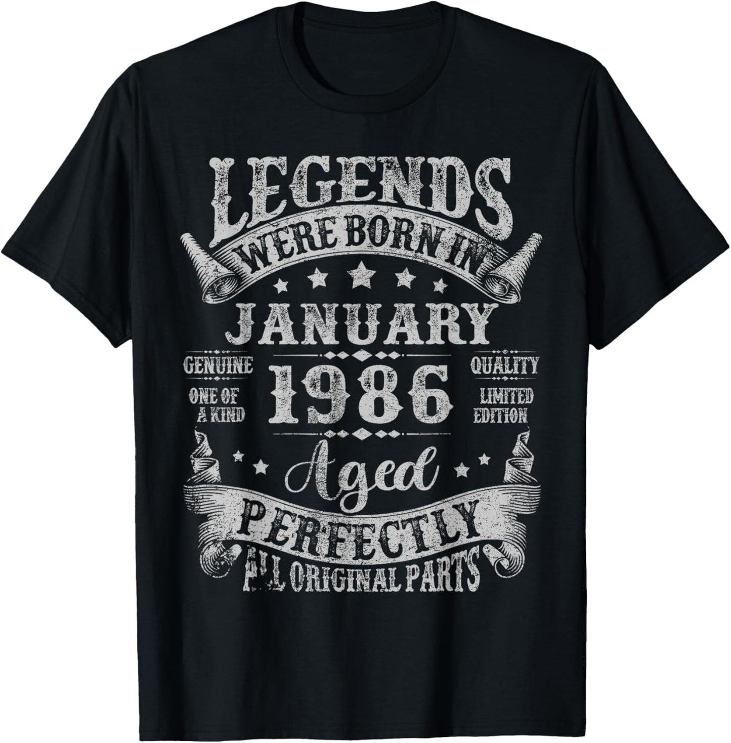 Legend Since January 1986 40 Years Old 40th Birthday Men Dad T-Shirt - T-Shirt | Black