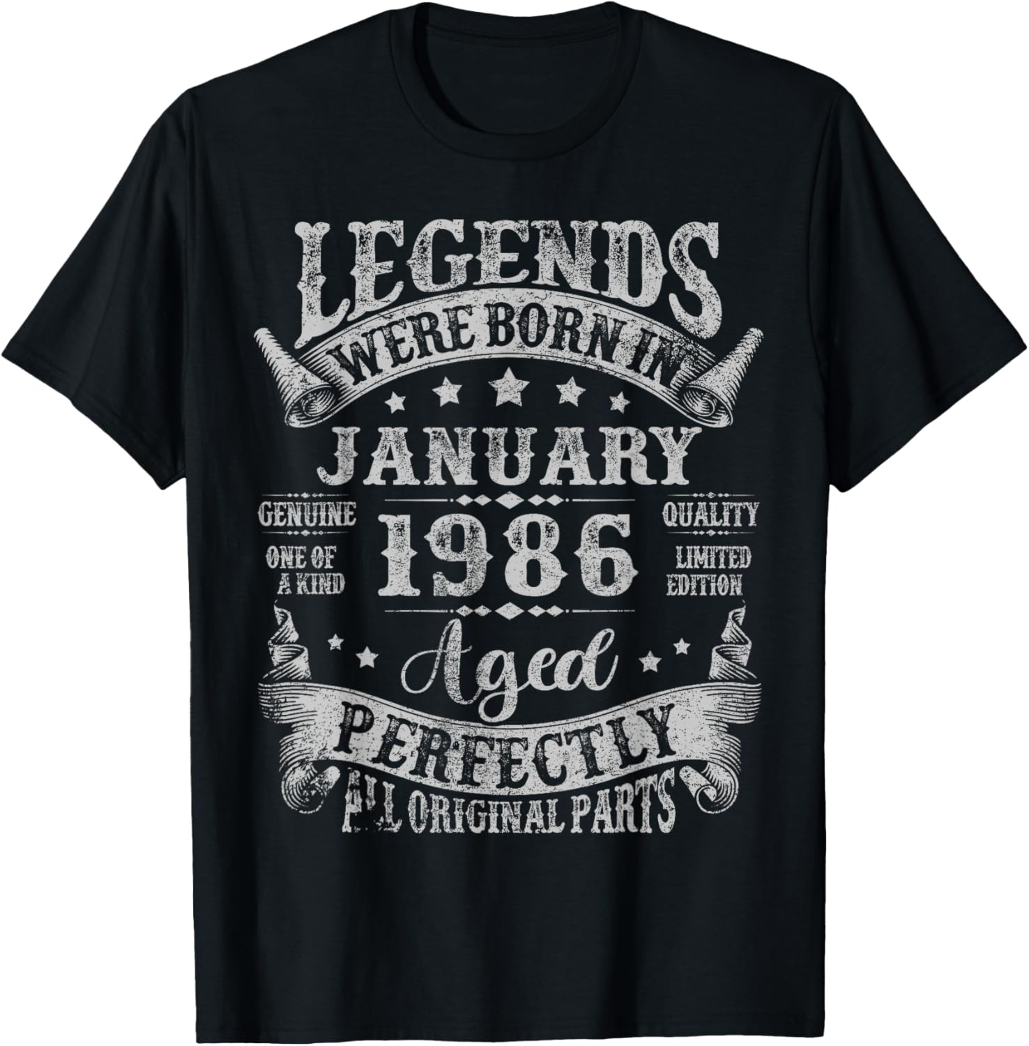Legend Since January 1986 40 Years Old 40th Birthday Men Dad T-Shirt - T-Shirt | Black