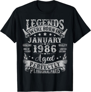 Legend Since January 1986 40 Years Old 40th Birthday Men Dad T-Shirt - T-Shirt | Black