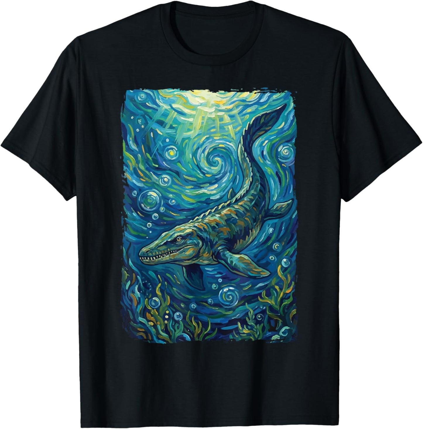 Mosasaurus Starry Night Mosasaur T-Shirt - T-Shirt | Black