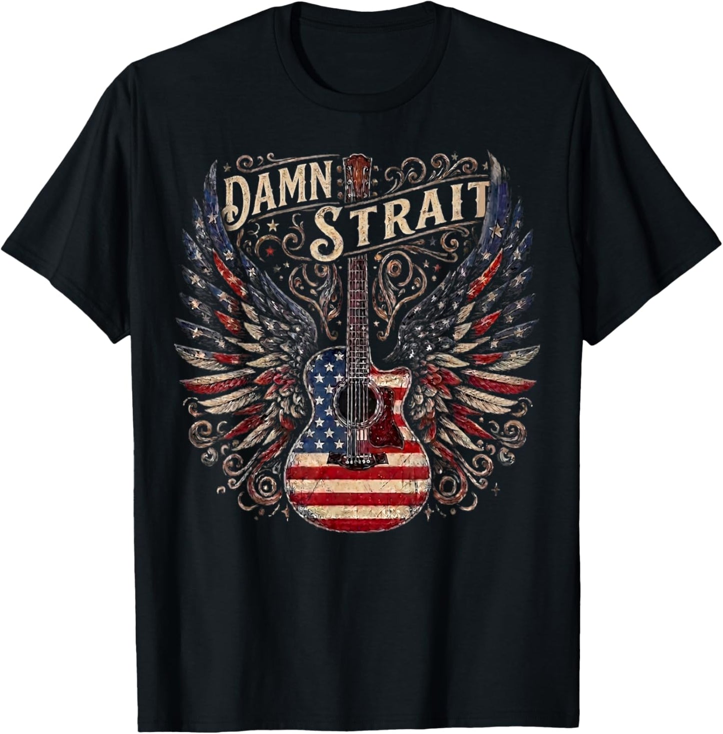 Vintage Damn Strait Name Retro Gifts Women Kids T-Shirt - T-Shirt | Black
