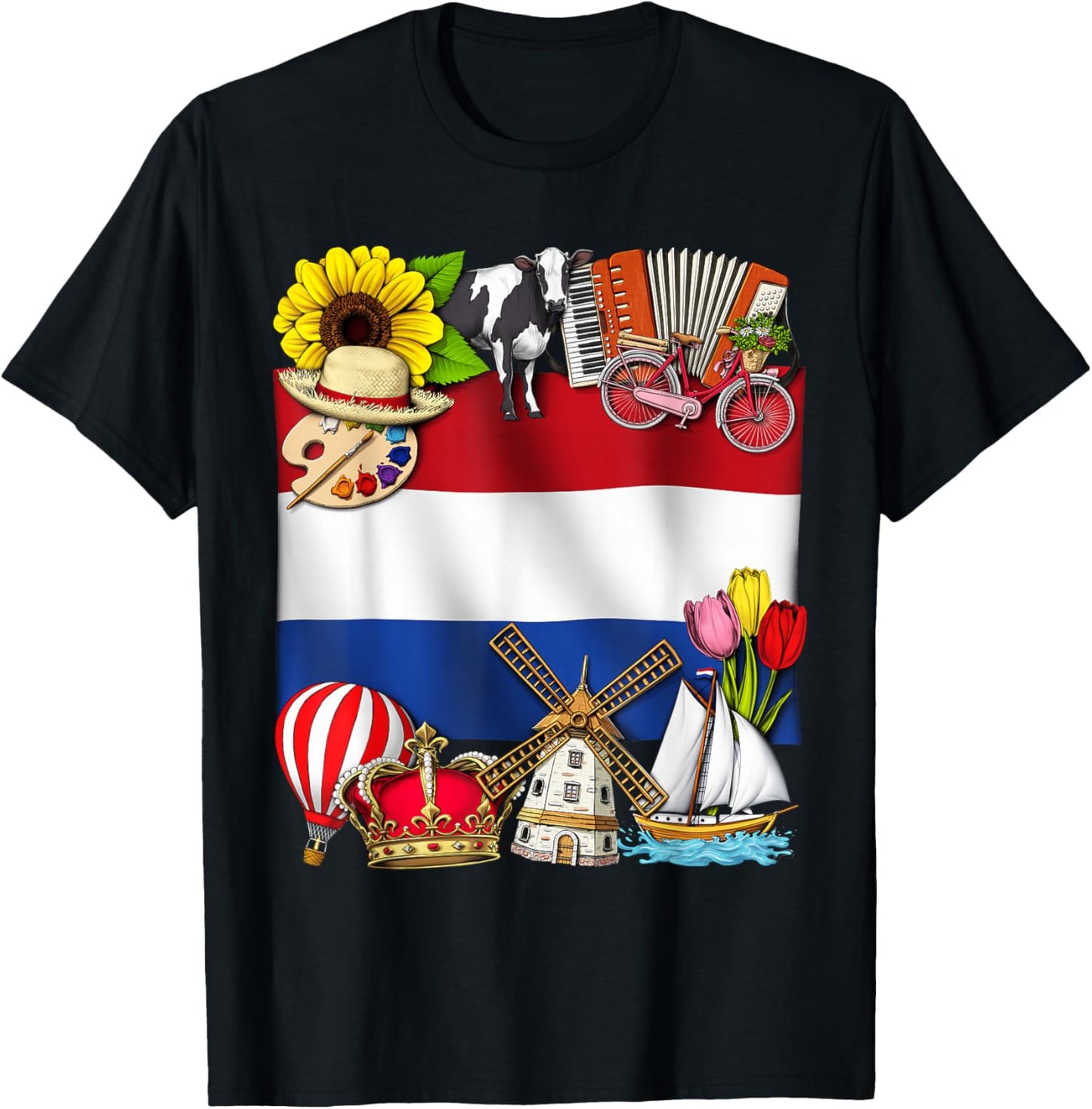Netherlands Flag Dutch Heritage Holland Proud Dutch T-Shirt - T-Shirt | Black