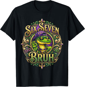 Mardi Gras Six Seven Bruh Mardigator Alligator 67 Meme Boys T-Shirt - T-Shirt | Black