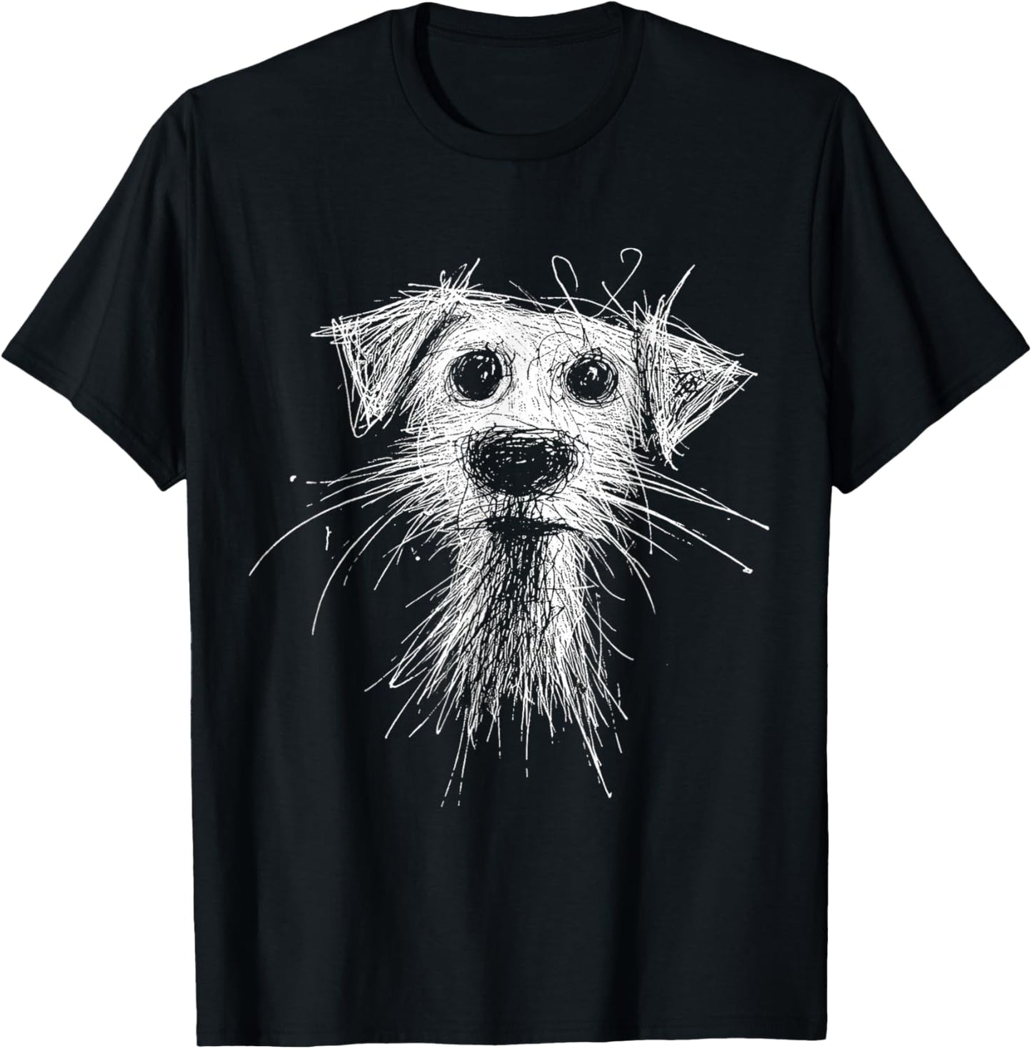 Abstract Scribble Puppy Drawing for Dog Lovers T-Shirt - T-Shirt | Black