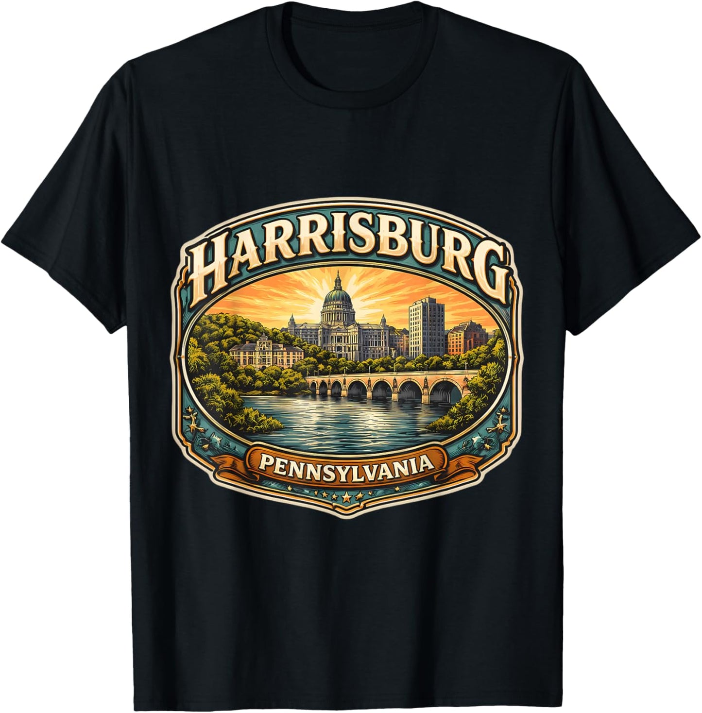 Harrisburg Pennsylvania Souvenir City State Capital Vintage T-Shirt - T-Shirt | Black