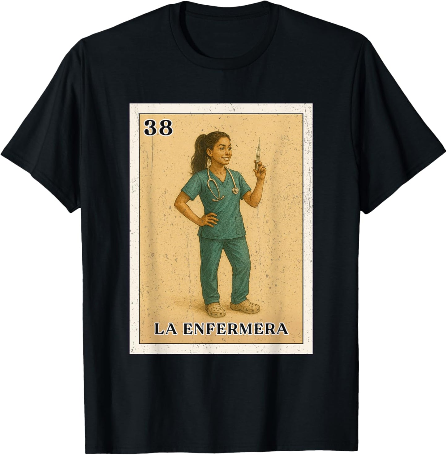 LA ENFERMERA Mexican Bingo Version T-Shirt - T-Shirt | Black