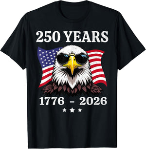 Eagle and Flag 250 Years 1776-2026 250th Birthday T-Shirt - T-Shirt | Black