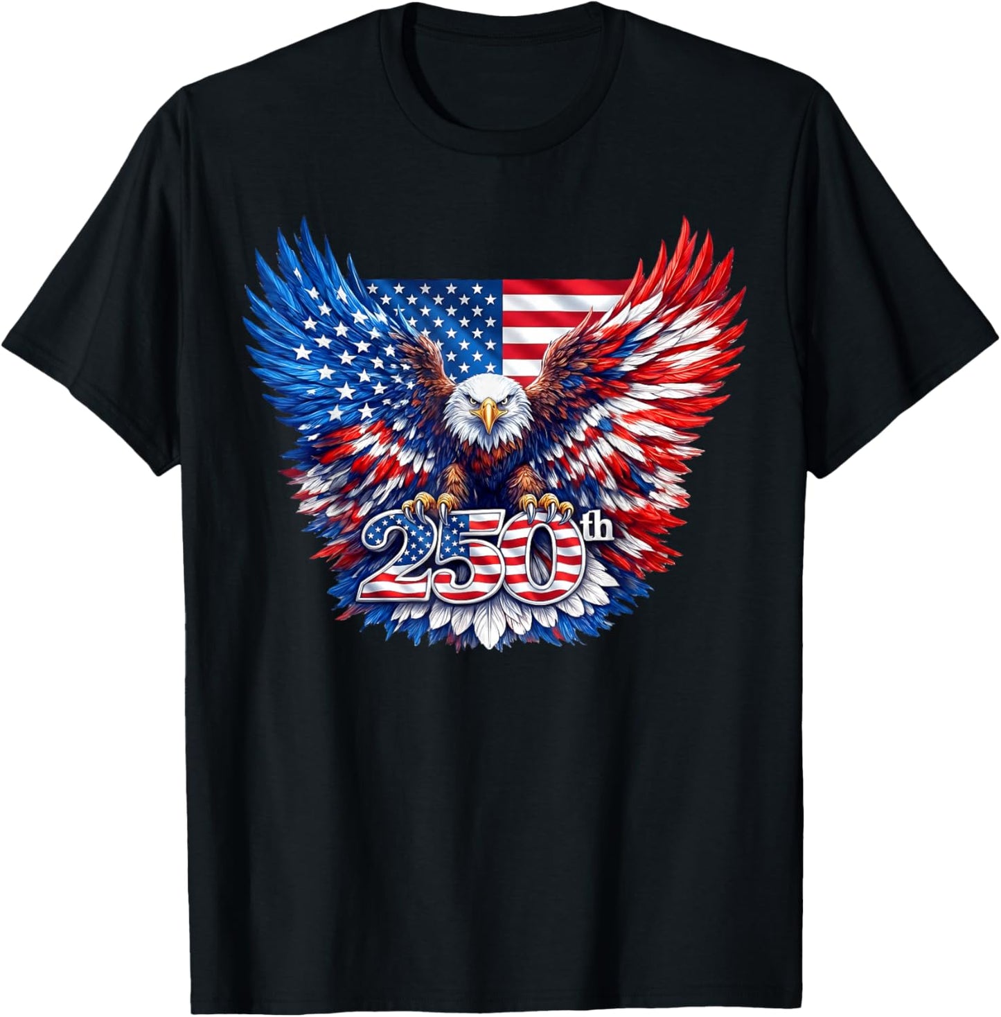 250 Years American 250th Anniversary US USA Flag 4th of July T-Shirt - T-Shirt | Black