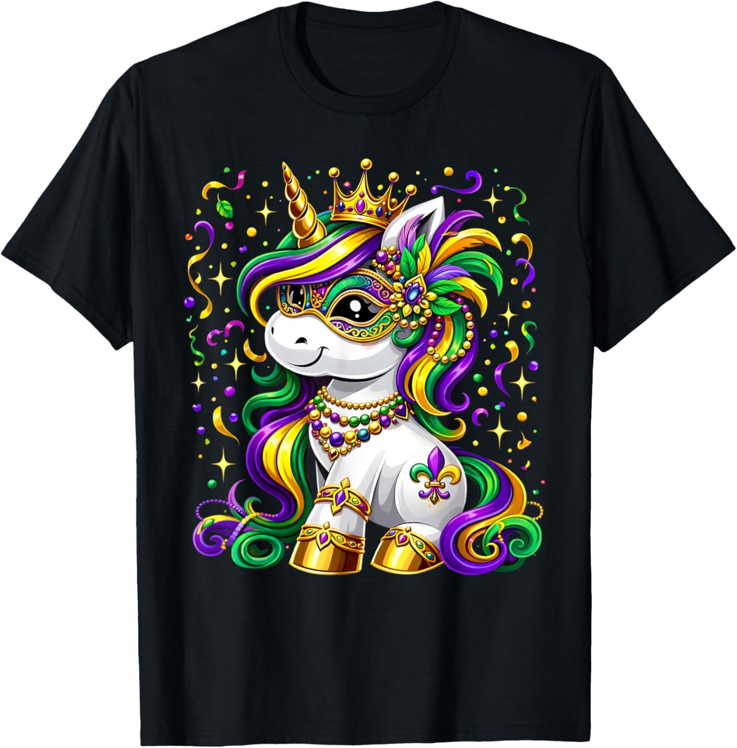 Cute Unicorn Mardi Gras Mask Carnival for Girls Kids Women T-Shirt - T-Shirt | Black