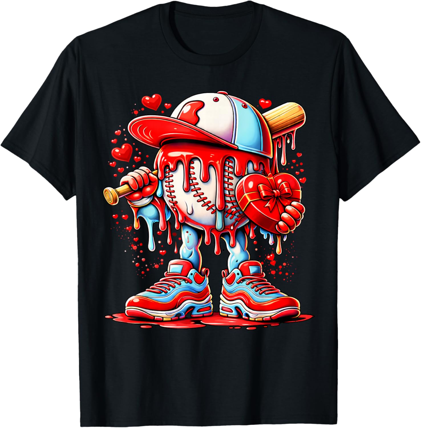 Baseball Drip Icecream Apparel Youth Boy Valentine T-Shirt - T-Shirt | Black