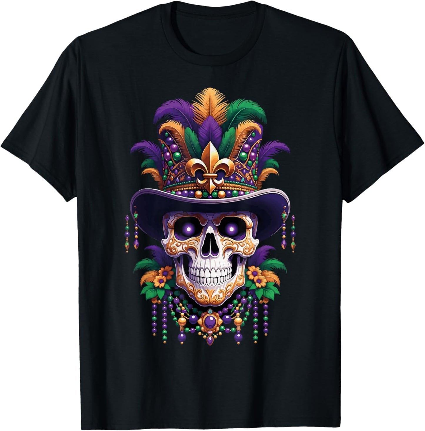 Mardi Gras Costume Sugar Skull Carnival Halloween Party T-Shirt - T-Shirt | Black