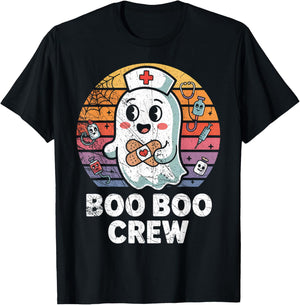 Vintage Retro Boo Boo Crew Nurse Halloween Nurses T-Shirt - T-Shirt | Black