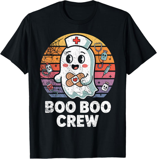 Vintage Retro Boo Boo Crew Nurse Halloween Nurses T-Shirt - T-Shirt | Black