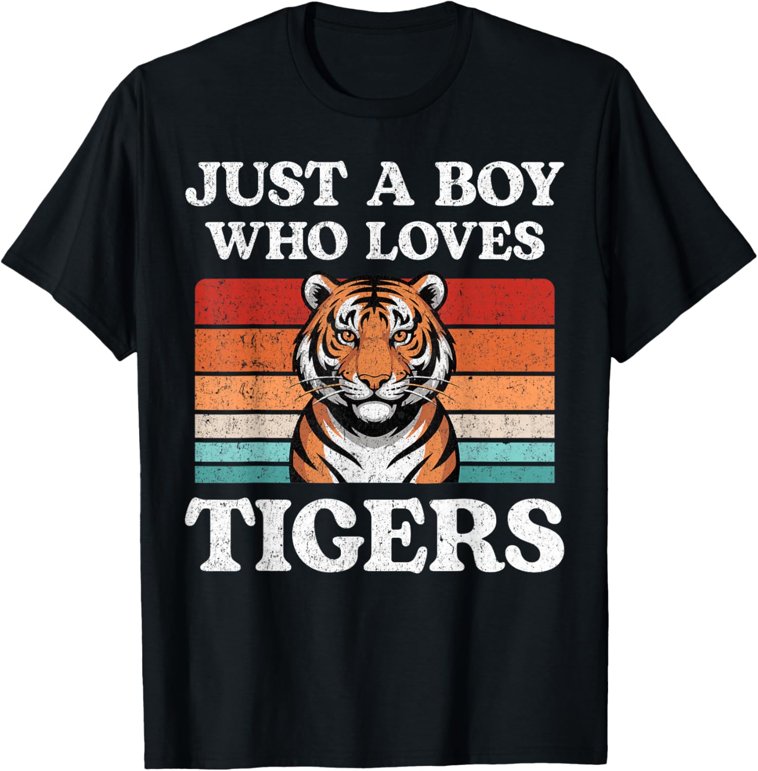 Just A Boy Who Loves Tigers Big Cat Lover T-Shirt - T-Shirt | Black
