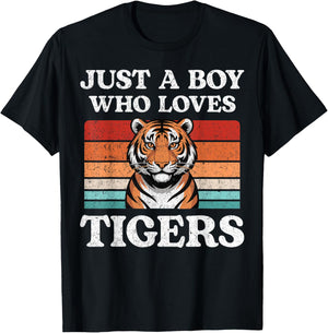 Just A Boy Who Loves Tigers Big Cat Lover T-Shirt - T-Shirt | Black