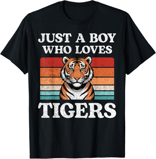Just A Boy Who Loves Tigers Big Cat Lover T-Shirt - T-Shirt | Black