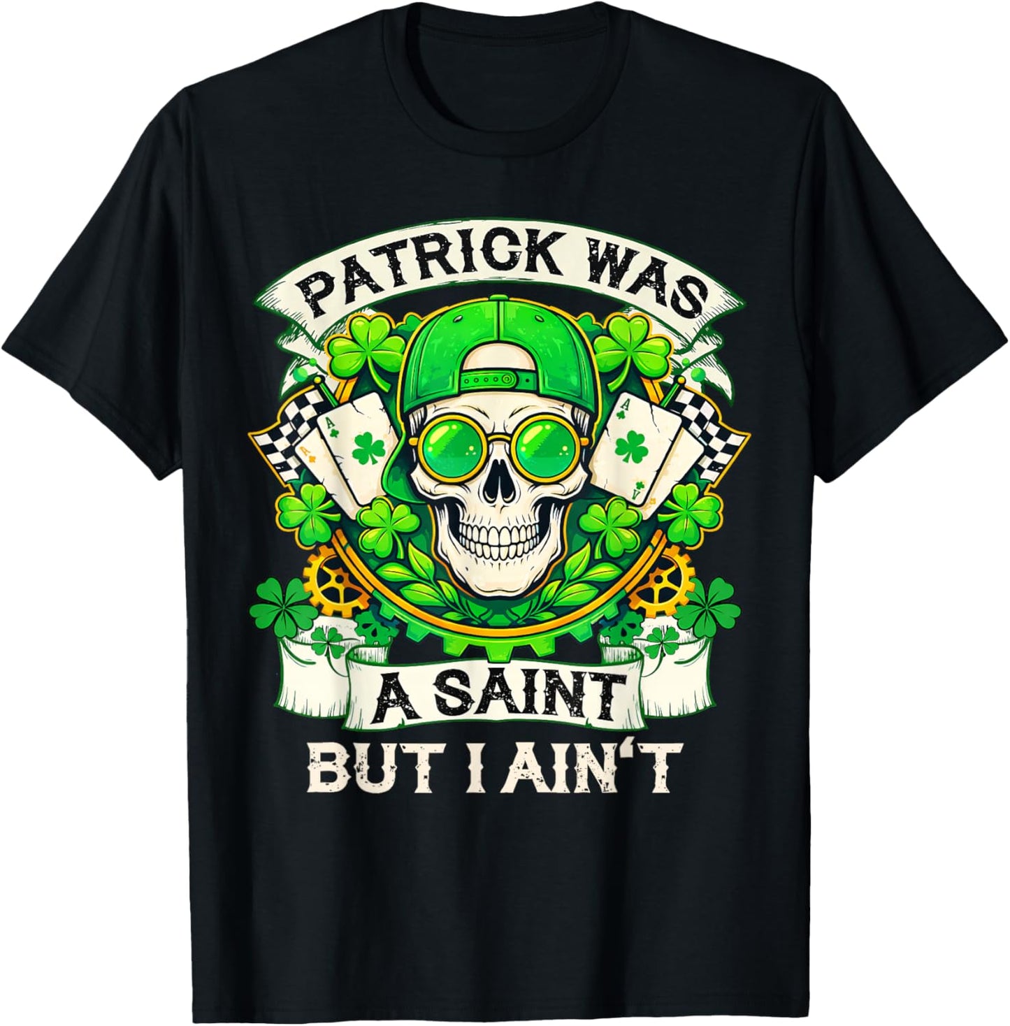 Skull St Patrick Day of The Dead Lucky Shamrock Men Women T-Shirt - T-Shirt | Black