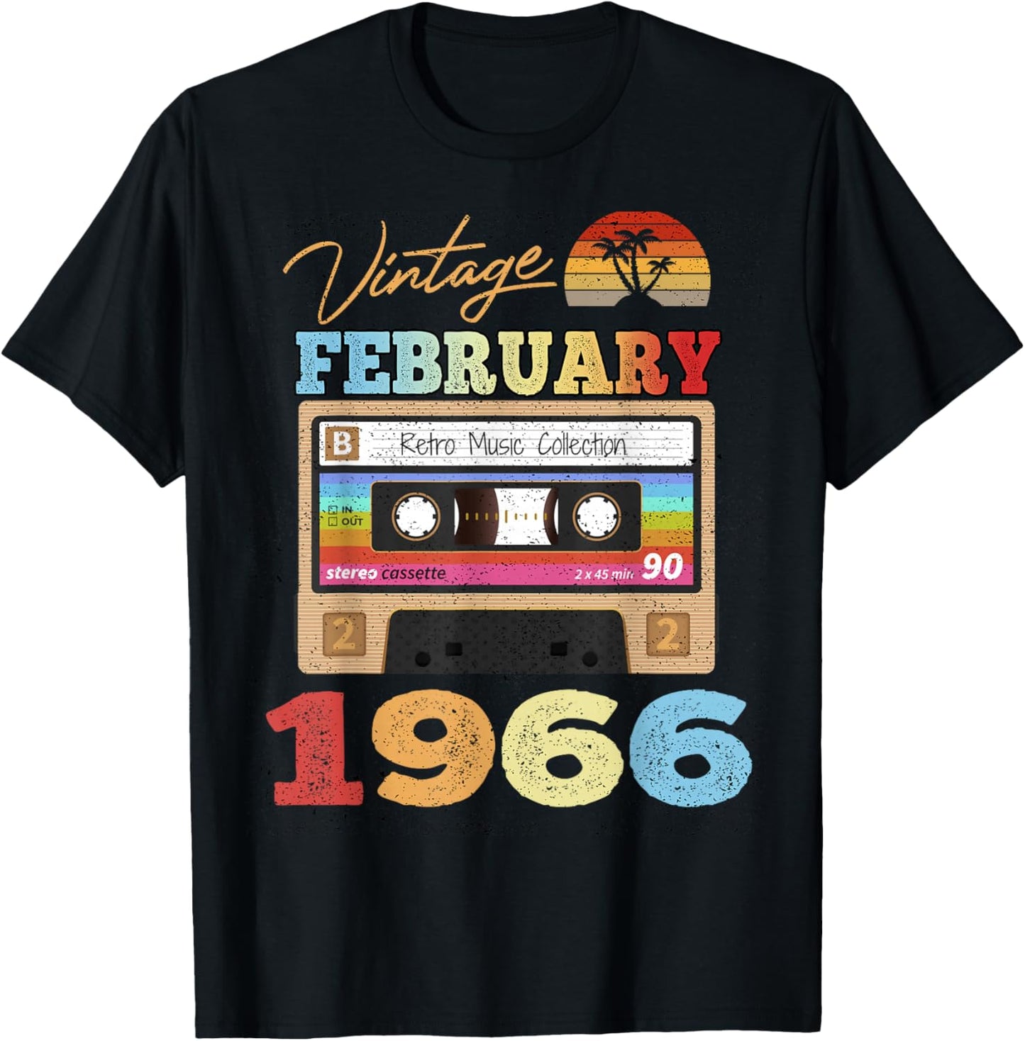 60th Birthday Gift Vintage Retro February 1966 60 Years Old T-Shirt - T-Shirt | Black