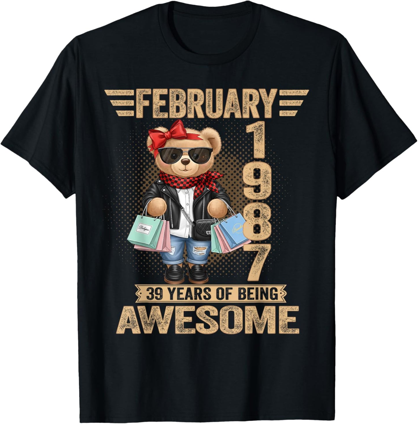 39 Year Old February 1987 Teddy Bear 39th Birthday Women T-Shirt - T-Shirt | Black