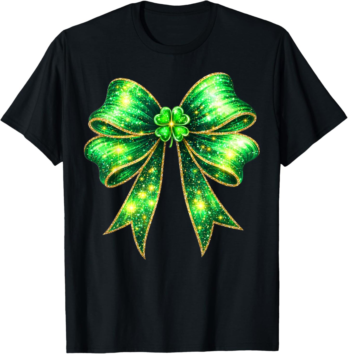 Cute Coquette Shamrock St Patricks Women Girl Kid Toddler T-Shirt - T-Shirt | Black