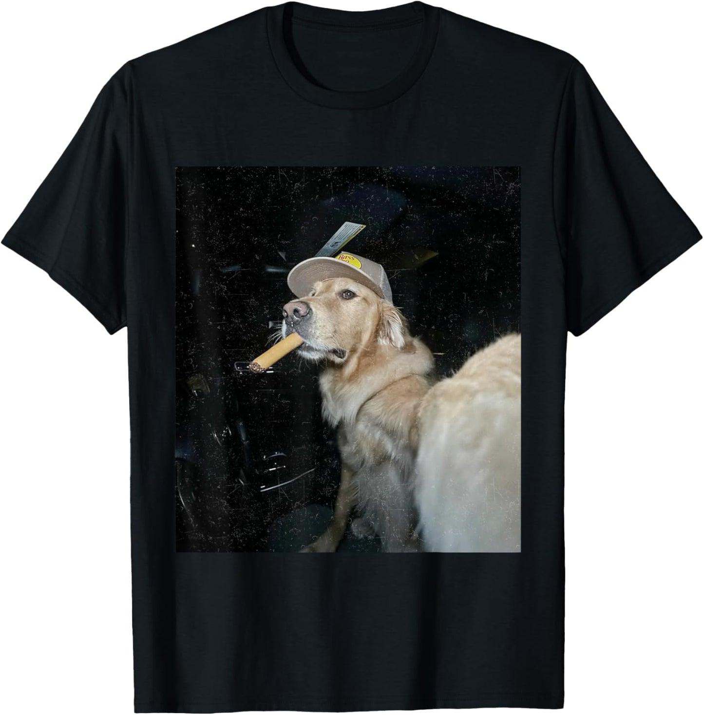 Dog Smoking Cigarette Funny Golden Meme T-Shirt - T-Shirt | Black