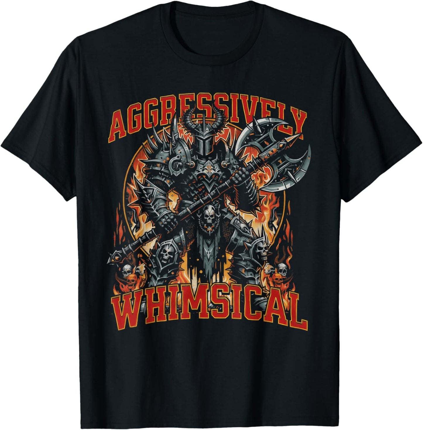 Aggressively Whimsical Dark Fantasy Warrior Battle Design T-Shirt - T-Shirt | Black
