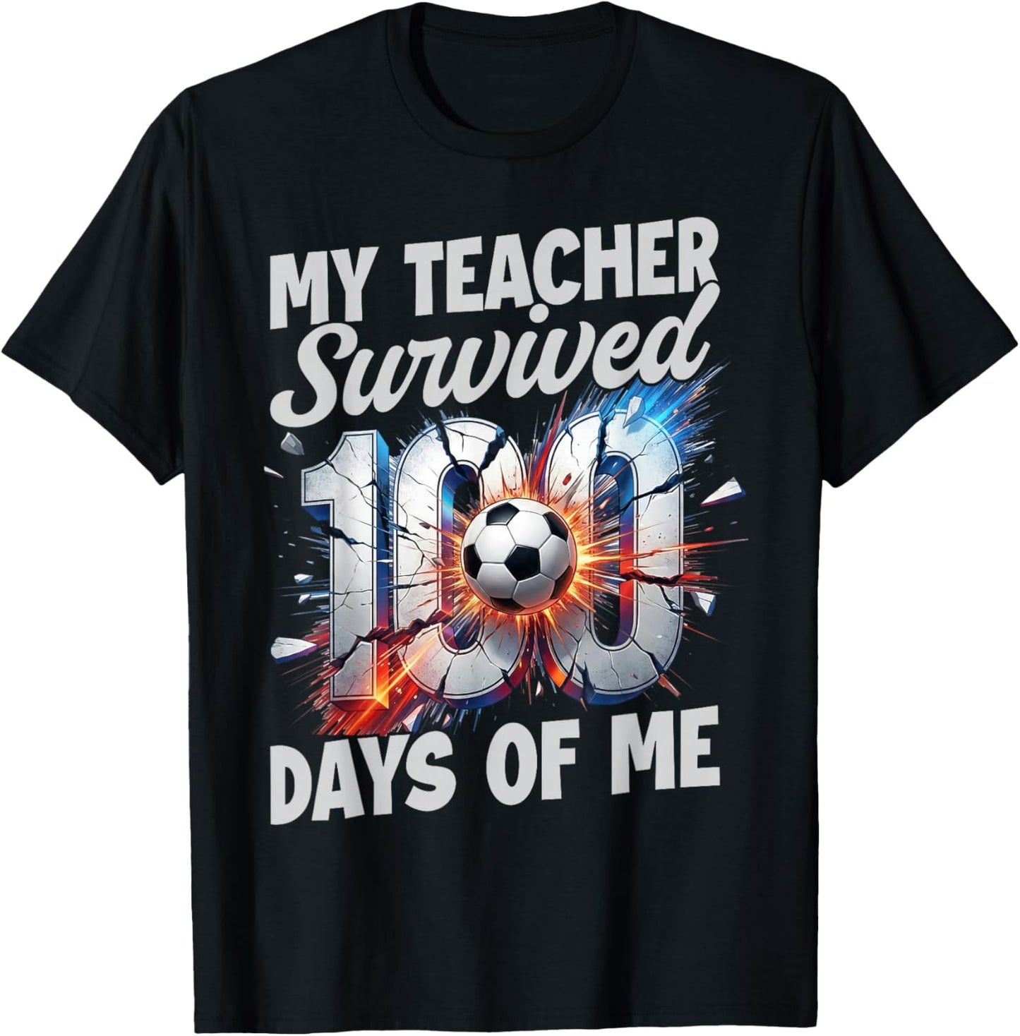 100 Days of School Soccer Drip 100th Day of School Boys Kids T-Shirt - T-Shirt | Black
