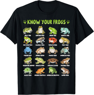 Types of Frogs Herpetology Educational Frog Toad T-Shirt - T-Shirt | Black
