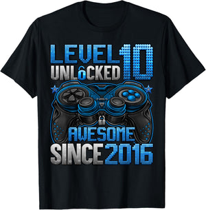 Level 10 Unlocked 10 Year Old Gifts Boys 10th Birthday Boy T-Shirt - T-Shirt | Black