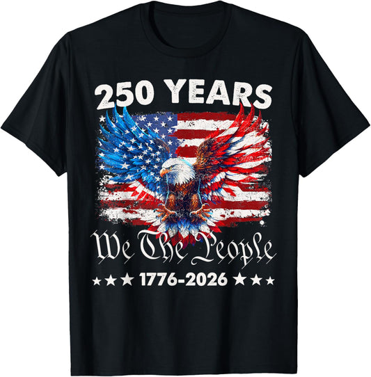 250 Years American 1776 2026 250th USA Birthday 4th of July T-Shirt - T-Shirt | Black