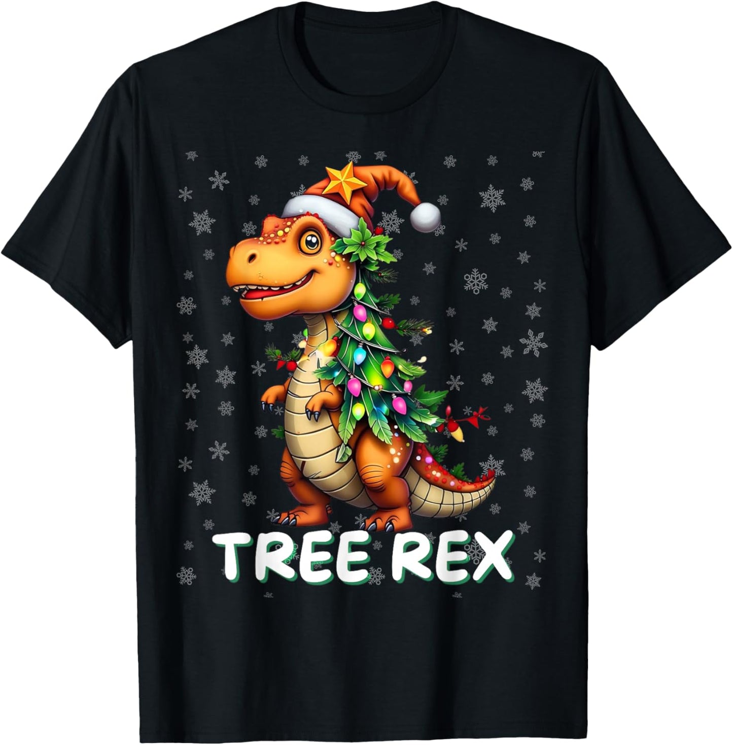Fanny Christmasaurus Christmas Dinosaur Tree Rex Xmas T-Shirt - T-Shirt | Black
