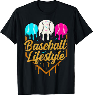 Baseball Lifestyle, Baseball Drip Icecream T-Shirt - T-Shirt | Black