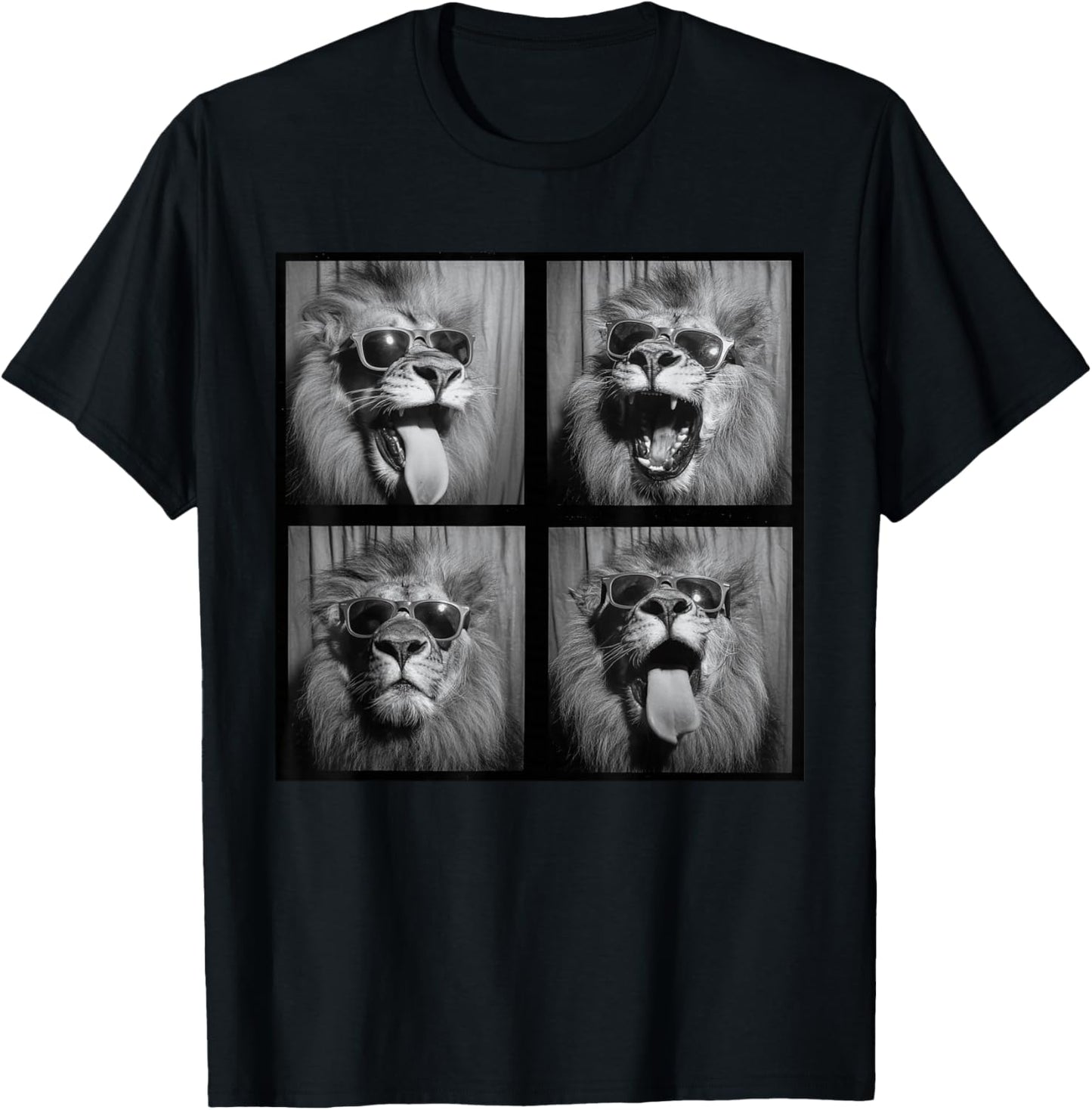 Funny Lion Sunglasses T-Shirt - T-Shirt | Black