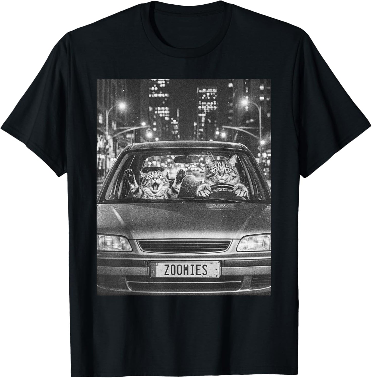 Funny Zoomies Tabby Cat Selfie Bad Driver Meme Bootleg T-Shirt - T-Shirt | Black