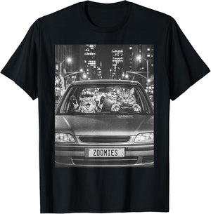 Funny Zoomies Tabby Cat Selfie Bad Driver Meme Bootleg T-Shirt - T-Shirt | Black