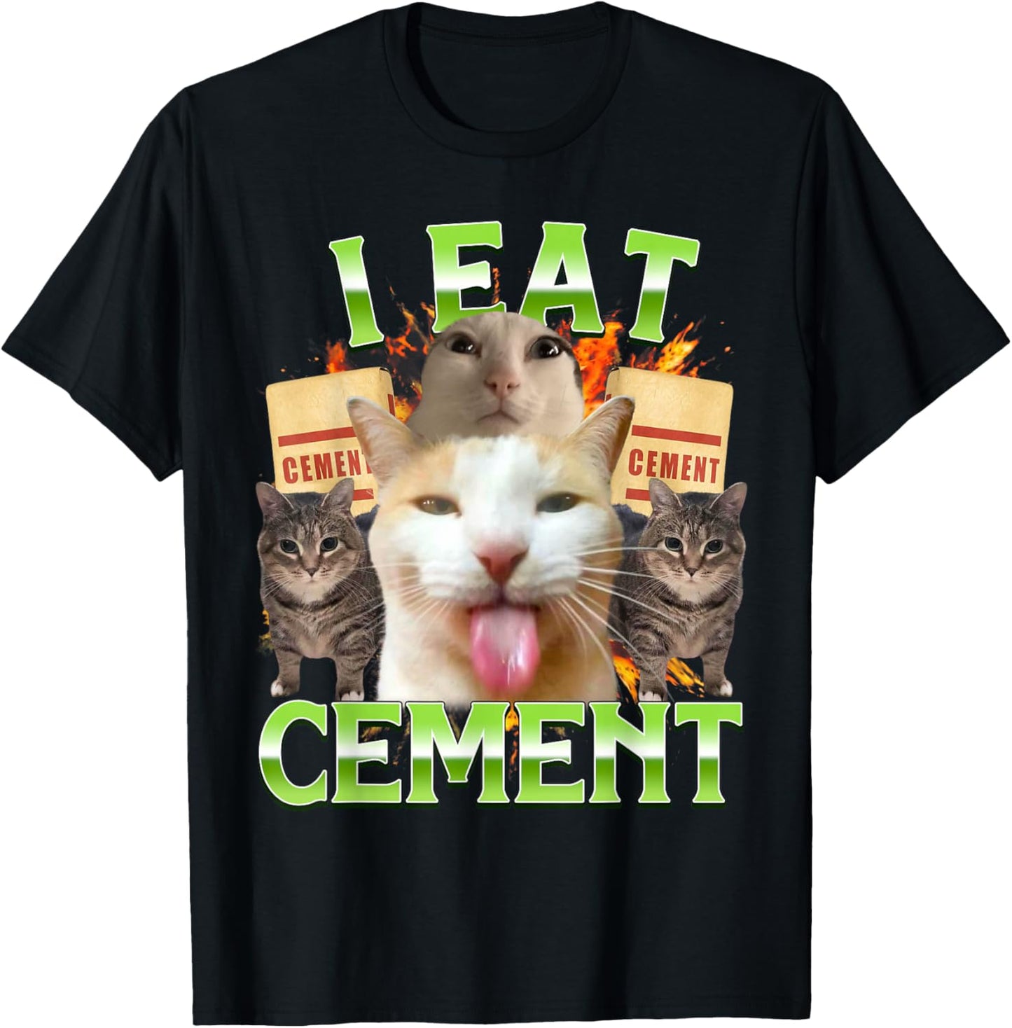 I Eat Cement Funny Cat Meme Internet Memes Funny Memes T-Shirt - T-Shirt | Black